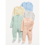 Unisex 2-Way-Zip Sleep & Play Footed One-Piece 5-Pack for Baby