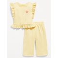 Short-Sleeve Ruffle-Trim Top and Wide-Leg Pants for Baby