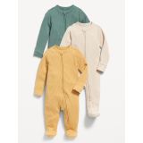 Unisex 2-Way-Zip Sleep & Play Footed One-Piece 3-Pack for Baby