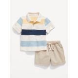 Striped Polo Shirt and Shorts Set for Baby