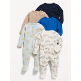 Unisex 2-Way-Zip Sleep & Play Footed One-Piece 5-Pack for Baby