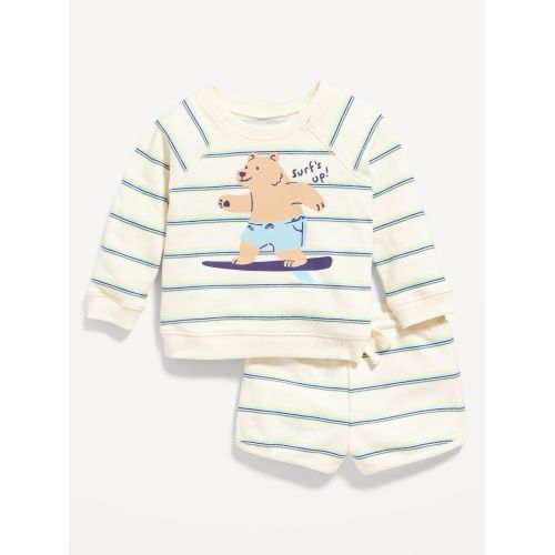 올드네이비 Crew-Neck Graphic Sweatshirt and Shorts Set for Baby