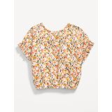 Printed Ruffle-Sleeve Button Back Top for Toddler Girls Hot Deal