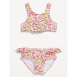 Printed Tie-Front Bikini Swim Set for Toddler Girls