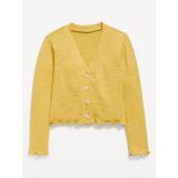 Cozy Cropped Button-Front Cardigan Sweater for Girls