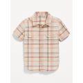 Short-Sleeve Linen-Blend Utility Pocket Shirt for Toddler Boys