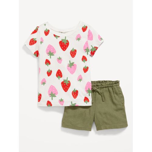 올드네이비 Printed T-Shirt and Solid Shorts Set for Toddler Girls