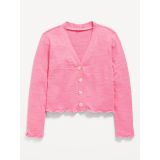 Cozy Cropped Button-Front Cardigan Sweater for Girls Hot Deal