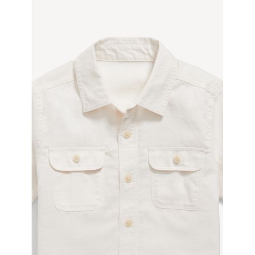 올드네이비 Short-Sleeve Linen-Blend Utility Pocket Shirt for Toddler Boys