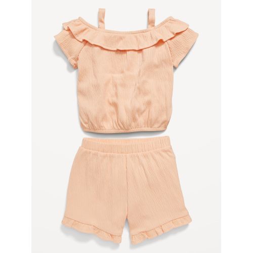 올드네이비 Off-The-Shoulder Ruffled Top and Shorts Set for Toddler Girls