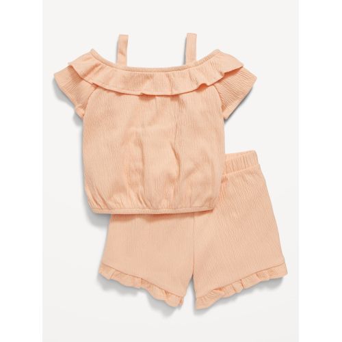 올드네이비 Off-The-Shoulder Ruffled Top and Shorts Set for Toddler Girls