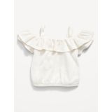 Off-The-Shoulder Ruffled Jacquard-Knit Top for Baby