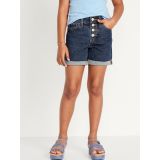 High-Waisted Button-Fly Ripped Jean Midi Shorts for Girls Hot Deal