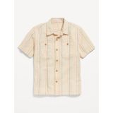 Printed Short-Sleeve Linen-Blend Pocket Shirt for Boys