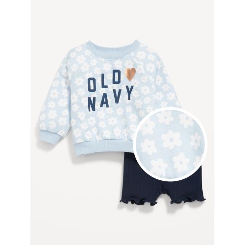 올드네이비 Logo-Graphic Sweatshirt and Biker Shorts Set for Baby