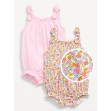 Sleeveless Tie-Bow One-Piece Romper 2-Pack for Baby