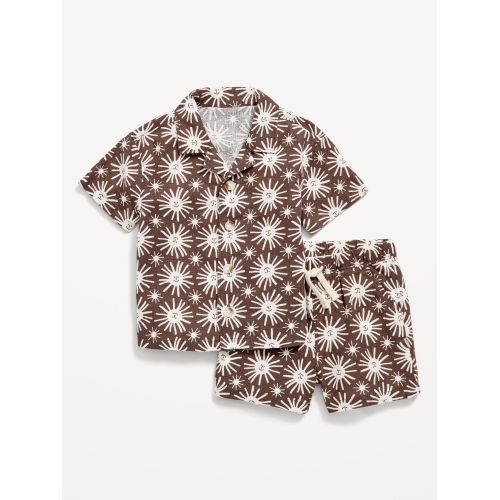 올드네이비 Printed Linen-Blend Shirt and Shorts Set for Baby