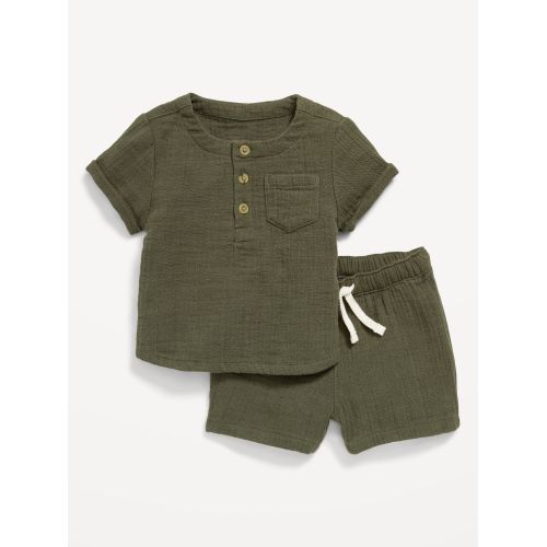 올드네이비 Unisex Short-Sleeve Pocket T-Shirt and Pull-On Shorts Set for Baby