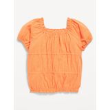 Puff-Sleeve Smocked Top for Toddler Girls
