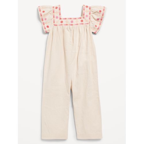 올드네이비 Printed Linen-Blend Wide-Leg Jumpsuit for Toddler Girls