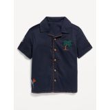 Short-Sleeve Embroidered Camp Shirt for Toddler Boys Hot Deal