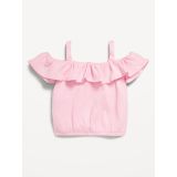 Off-The-Shoulder Ruffled Jacquard-Knit Top for Baby Hot Deal
