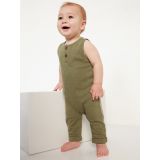 Unisex Sleeveless Thermal-Knit Henley One-Piece for Baby