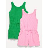Sleeveless Terry Cinched-Waist Romper 2-Pack for Girls