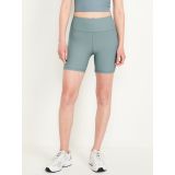 High-Waisted PowerSoft Ribbed Biker Shorts -- 6-inch inseam