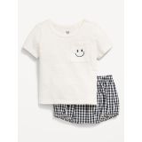 Little Navy Organic-Cotton Pocket T-Shirt and Shorts Set for Baby
