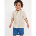 Textured Striped Dobby Shirt for Toddler Boys