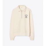 Tory Burch Heavyweight French Terry Half-ZIp Tennis Pullover