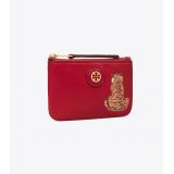 Tory Burch Leather Printed Card Case Key Ring