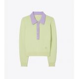 Tory Burch CONTRAST PLACKET POLO SWEATER