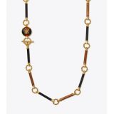 Tory Burch KIRA LEATHER LONG NECKLACE