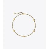 Tory Burch ROXANNE CHAIN STRIPED DELICATE NECKLACE