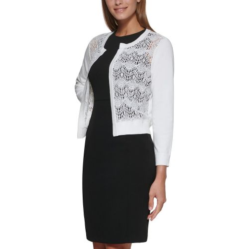 DKNY Lace-Front Open-Front Cardigan