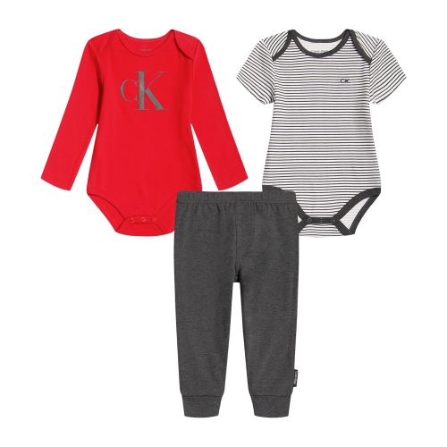  Baby Boys Logo Printed Bodysuits and Joggers 3 Piece Set