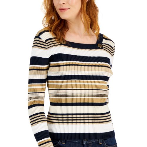 타미힐피거 Womens Cotton Ribbed Sweater