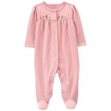 Baby Girls Floral Snap Up Cotton Sleep and Play