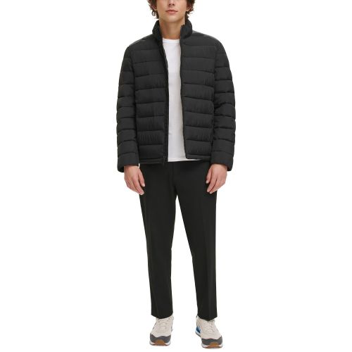 DKNY Mens Quilted Full-Zip Stand Collar Puffer Jacket