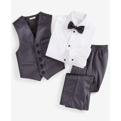  Little Boys Dress Shirt Vest Pants and Bow-Tie 4 Piece Set