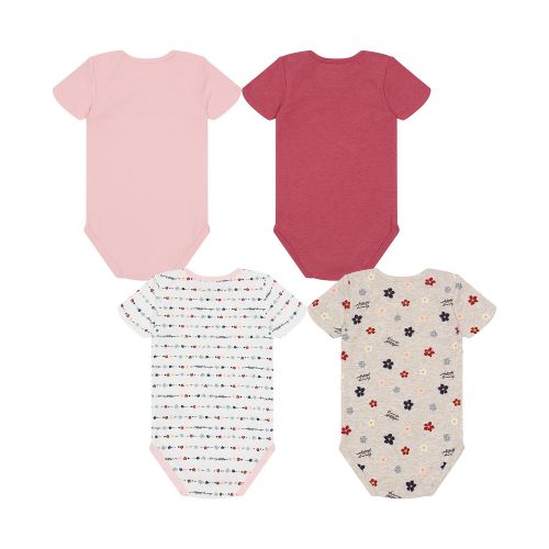 타미힐피거 Baby Girls Print-Logo Short Sleeve Bodysuits Pack of 4