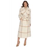 Womens Plaid Maxi Wool Blend Coat