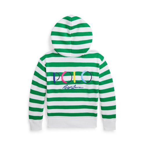폴로 랄프로렌 Toddler and Little Girls Striped Logo Terry Full-Zip Hooded Sweatshirt