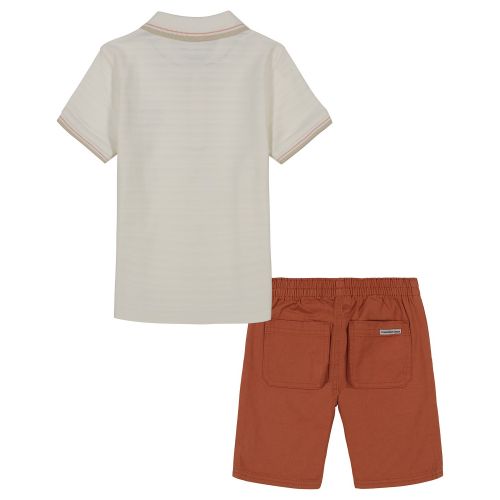  Little Boys Herringbone Short Sleeve Polo Shirt and Twill Shorts 2 Piece Set
