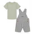 Baby Boys Check Poplin Shortall and Short Sleeve T-shirt 2 Piece Set