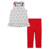 Toddler Girls Logo-Print Pique Polo Tunic & Capri Leggings 2 Piece Set