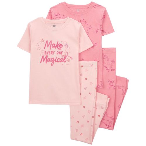 카터스 Little Girls Unicorn 100% Snug Fit Cotton Pajamas 4 Piece Set