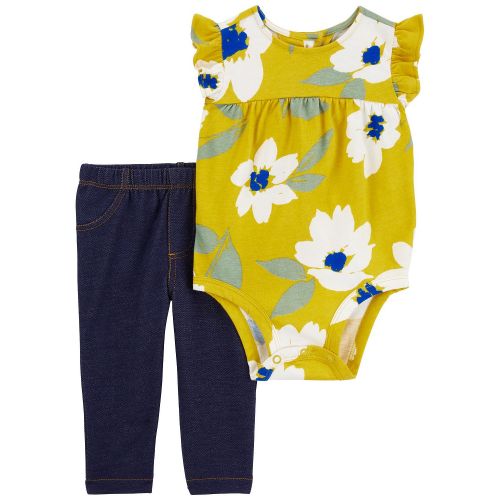 카터스 Baby Girls Floral Bodysuit and Pants 2 Piece Set